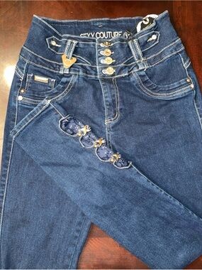 Sexy Couture High-Waist Colombian Lift Corset Jeans - Gold Hardware Cutout